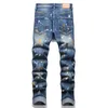 Jeans para hombres Jet de pintura azul raspada Jet Mid-Wists Beggar Pants de mendigo delgada Tendencia de los pies pequeños Denim