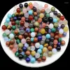 Dekorativa figurer 20st Natural Mineral Stones Crystal Sphere Tiger Eye Agates Ball Beads Inget hål för DIY -läkande smycken