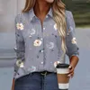 Women's T Shirts Shirt Blouse Floral Print Button Long Sleeve Casual Basic Collar Regular Top Fall Winter Slim-Type