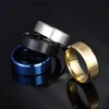 Anneaux de bande 4 couleurs classique 8mm hommes anneau Surface en acier inoxydable brossé anneau Simple pour les femmes bande de mariage Couples bijoux accessoires 231222
