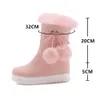 Women Platform Thick Plush Warm Snow Boots Winter Mid Calf Height Lncreasing Fashion Girl Shoes White Booties 231221