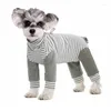 Dog Apparel Pajama Striped Four-legged Pure Cotton Outfit Clothes For Small Medium Dogs Winter Warm Velvet Jumpsuits Housewear