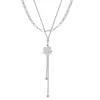 Pendant Necklaces Delicate Double Layer Necklace Crystal Hang Four-leaf Clover Stainless Steel Gold Plating Lucky Jewelry For Women