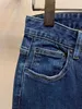 Mäns jeans designer mörkblå tryckt jeans herr trendiga märke 2023 sommar ny ins koreansk version trend smala passande små benbyxor för män l7