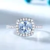 Wedding Rings UMCHO Aquamarine Blue topaz Gemstone Engagement Ring Genuine 925 Sterling Silver Rings for Women Wedding Promise Fine Jewelry 231222