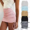 Skirts Sexy Skirts Woman Summer Skirts Solid Color Ladies Knitting Thread Side Dr String Elastic Harajuku Womens Skirts Pink Skirt L231222