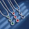 Anhänger Halsketten Spring Qiaoer Trend Ruby Emerald Sapphire Paraiba Turmaline Edelstein Pennis Frauen Halskette Hochzeitsfeier Schmuckgeschenk
