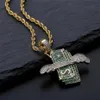 Fashion necklace chains New Iced Out Flying Cash Solid Pendant Necklace Mens Hip Hop Gold Silver Color Charm Chain Jewelry Gifts282Y