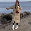 女性用トレンチコート冬の綿パッジパーカーの女性長いゆるい韓国のファッションパフジャケットスタンドカラー風力装いカジュアルコート厚い暖かい