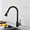 Kitchen Faucets 4 Colors Brass Material & Cold Water Pull Out Tap