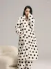 Dames slaapkleding polka dot winter badjas dames losse revers lamsvleet warme dressing down vrouwelijke huis casual slijtage