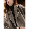 Womens Wool Blends Coat Women Winter Jacket 2023 Fashion Lapel Long Sleeve Pockets Loose Warm Trench Coats For Clothing Tops 231116 Dr Dhxgw