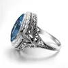 Anneaux de mariage Real Pearl 925 Silver Anneaux Femmes Blue Topaz Aquamarine Big Gemstone Woman Rings Mariage Fine Bijoux 231222