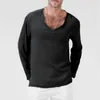 Magliette da uomo t-shirt a maniche lunghe con scollo a V Suliamacoxy Tops a colori a manica lunga