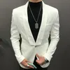 Luxury White Rose Jacquard Blazer Slim Masculino Business Casual Wedding Abit per uomini smoking fumi costumi di mariage Homme 231221