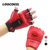 Loogdeel Half Finger Boxing luvas de couro PU MMA Fighting Kick Kids Men Karate Muay Thai Training Workout 231222