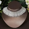 Hibride Elegantes Kubikzirkonia Choker Design 4PCS Halskette und Ohrring-Sets für Frauen Brautschmuck Set Nigeria Hochzeit N-45 231221