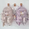 Largecapacity Cute Women MultiPocket Nylon Backpack Ins Junior High School Student Bag Female Girl Laptop Book 231222