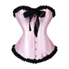 Belts Imcute Fashion Women's Slim Corset Tube Tops Contrasr Color Ruffled Front Bow Central Clasp Low Cut Strapless Bandeau