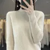 Kadın Sweaters Sonbahar ve Kış Yün Yarı Yüksek Boyun Katı Gevşek İnce Kalınlaştırılmış Külot Örgü Sweater Giysileri Kadınlar İçin