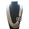 Topvekso African Pearl order of the eastern star Multilayer Statement Jewelry OES Pearl Necklace H220426244r