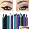 Altri oggetti di bellezza della salute 14 colori per rivestimento per occhio di lunga durata matita impermeabile per il pigmento blu marrone nera penna donna Fashion fashion colo dhzev