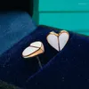 Stud-oorbellen Heritage Spade Ladies Mini Email Peach Heart White Exquisite All-match Valentijnsdag Gift