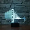 3D Golden Gate Bridge Night Light Touch Table مصابيح الوهم البصري 7 ألوان تغيير الأضواء الزخرفة المنزل عيد ميلاد GI212T