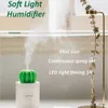 Humidificateurs 280ml humidificateur d'air lumière LED douce cactus diffuseur d'huile essentielle d'arôme ultrasonique pour voiture à domicile USB mini