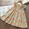 Jurken Voor Meisjes Bear Leader Meisjes Casual Jurken 2022 Nieuwe Zomer Kinderen Baby Bloemenprint Kostuums Bloemen Feest Verjaardag Prinses vestidos 2-6YL231222