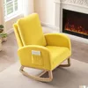 Meuble de salon chaise à bascule du milieu du siècle en fauteuil roulant moderne rembourré grand dossier accent rocker jaune gouttes livraison de la maison g dhjcg