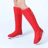 Stiefel 2023 Winter Frauen Knie hohe wasserdichte Plüschschnee bequem FLAUT NONSLIP LADIES SHOUS Schwarz Weiß Rot