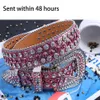 Ceintures roses strass de ceinture occidentale cowboy pu pour cuir fille diamant diamant clouté cintones para mujer de lujo dise ador233e