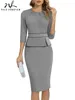 Casual Kleider Schöne Forever Herumn Women Chic Solid Color Formal Business Work Elegant Vintage Bodycon Kleid B980