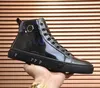 Fashion Men's Luxury sneaker skull casual Shoes Fish Scale Black Genuine Leather Fashion Crossbones High Top Lace Up Toe Sneakers