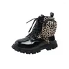 Boots Kids Fashion Patent Leather Girl Shoes British Style Ankle Non-Slip Single Princess Short