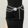 Belts Waist Chain Multilayer Elegant Hypoallergenic High Gloss Adjustable Shiny Rhinestones Mimic Pearl Women's Body Belt252A