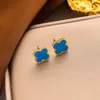 Stud 23four leaf clover earring stud earrings designer for women fashion jewelry woman 18K gold plated blue red pink ear ring luxury jewelrys gifts accessories