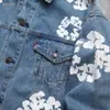 Denim Teers Hoodie Kalitesi 1: 1 Tasarımcı Denim Ceket Pantolon Stil Vintage Üç Boyutlu Köpük Kapok Baskı Graffiti Erkek ve Kadın İşlemeli Üst ve Pantolon Seti