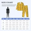 Men's Sleepwear Pajamas Men Horse Print Home Yellow Flower Two Piece Casual Set Long Sleeve Cute Oversized Suit