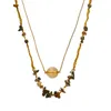 Подвесные ожерелья богемный национальный стиль двойной слой гравий хрустальный ожерелье льня