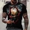 T-shirts masculins Summer Skull 3d imprimé T-shirts Streetwear Horreur Men de la mode Fashion surdimensionnée à manches courtes