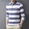 Polos masculine Nouveau Stripe Men Shirt Coton Long Slet Business Automne Tshirt Long Sle Casual Hot Shirt Dropshipping L231222