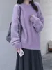 Pullages pour femmes pull violet Femmes Automne Hiver Manches longues Fluffy Tricoted Pulouss Femme Feme Korean Style paresseux décontracté lâche