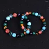 Charm Bracelets 10pcs Natural Stone 8/10mm Tiger Eye Malachite Blue San Mixed Beaded Couples Bracelet For Women Men Yoga Jewelry