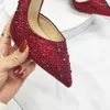 SCARPE SCARPE CHE MADERE BLING Crystal Crystal in stile iriza rosso argento vere sole in pelle velo da donna con i tacchi alti