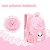 Sacs amovibles pour enfants amoureuses Sacs d'école chariot école sac à dos Set Wheel School Sac Grilles Cat Cartoon Kids Backpack Princess Schoolbag