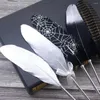 Stile europeo Vintage Silver Quill Pen Ballpoint Regali di Natale Strumento di scrittura di piume Featty Nellyty