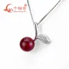 Colliers de pendentif pendentif en cerisier avec une forme de balle rubis rouge artificielle 925 Collier de chaîne de boue pour cadeau de bijoux 231222
