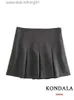 Skirts KONDALA Vintage Dark Grey Mini Skirts Women Ruffles Pleated Sexy Shorts Skirts Fe Fashion 2023 Streetwear jer Faldas L231222